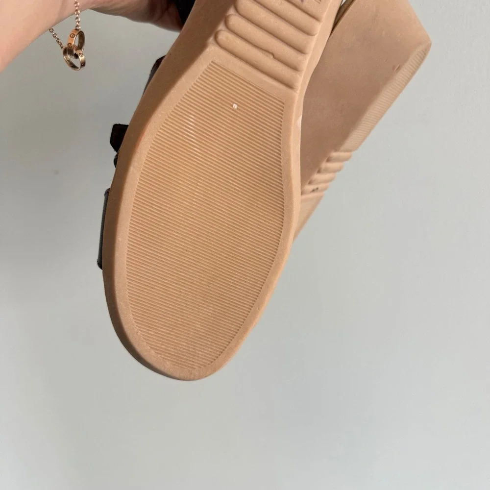 Vintage Wedge Sandals Italian Leather Strappy Slingback Comfort Shoes Size 6